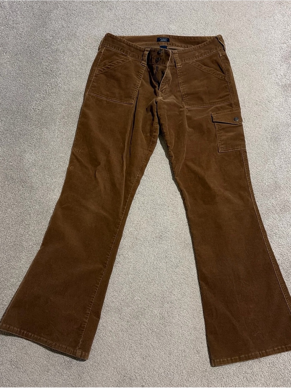Abercrombie & Fitch Chestnut Corduroy Flare Cargo Pants